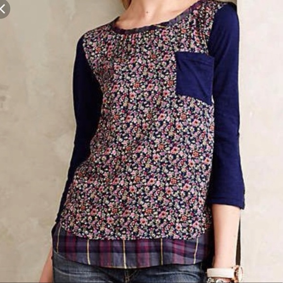 Anthropologie postmark floral flannel top small - Picture 1 of 8